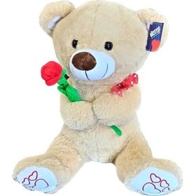 Resim Peluş Gül Tutan Ayı 45 Cm Turuncu 