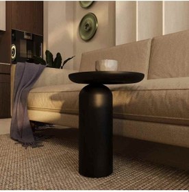 Resim Doğal Masif Ahşap Tekli Yan Sehpa Siyah Renk Mantar Sehpa Modeli - Wooden Side Table Siyah 