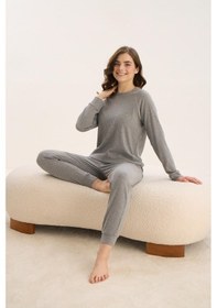 Resim Sevim Kadın Uzun Kol Gri Mlelanj Pijama Takım C3t7n0o61 001 