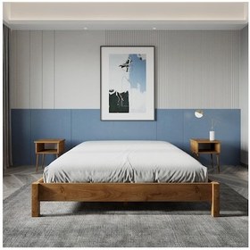 Resim Loft Model Ceviz Renk Çam Ahşap Karyola-111 200 x 200 CM 