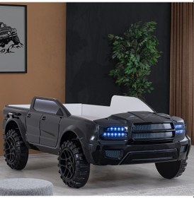 Resim Setaymobilya Arabalı Yatak, Pickup Ledli Arabalı Yatak, 100X190 - Siyah 