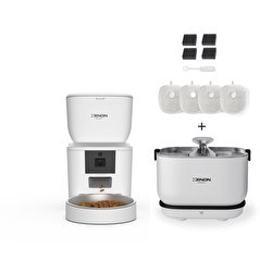 Resim Xenon Smart Akıllı 4 LT Çelik Hazneli Mama Kabı Akıllı Otomatik Bataryalı Su Pınarı ve Filtre 3'lü Pet Seti 