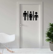 Resim cnpromosyon Kadın Erkek Ve Uzaylı Espirili Wc Silüeti Dekoratif Kapı Sticker, Çıkartma 