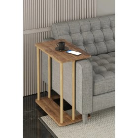 Resim Laptop Sehpası Ham Ahşap Ayaklı Ahşap Tabla Demonte C-Sehpa Yan Koltuk Servis Sehpası 35X60 