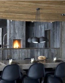 Resim Mylights Retro Mat Pütürlü Siyah Metal Sarkıt Avize 7 Li Küre 