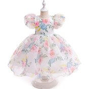 Resim 3-8 Yıl Bebek Yaz Kız Elbise Yenidoğan 1. Doğum Günü Prenses Parti Elbiseler Renkli Vual Bebek Giysileri Bebek Kız Gelinlik Beyaz 