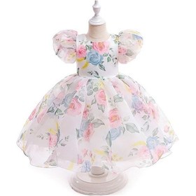 Resim 3-8 Yıl Bebek Yaz Kız Elbise Yenidoğan 1. Doğum Günü Prenses Parti Elbiseler Renkli Vual Bebek Giysileri Bebek Kız Gelinlik Beyaz 