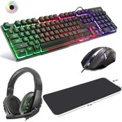 Resim Voground Oyuncu Klavyesi Aydınlatmalı , Mouse, Kulaklık Ve 70x30 Cm Mousepad Klavye+mouse+kulaklık Pad38 