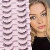 Resim 10 Çift Doğal Uzun Çapraz Balık Kuyruğu Şeffaf Kalın Kirpik Uzatma Yapay Kirpikler HY-2320 