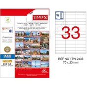 Resim Tanex Tw-2433 70X23MMx100Adet Lazer Yazıcı Etiketi 