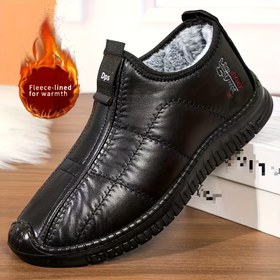 Resim Erkekler için Kayma Önleyici Kış Ayakkabıları - Kaydırmalı Kapama, Yastıklı Taban & Kaymaz Taban - Baba, Yaşlılar, Soğuk Hava İçin Düşük Üst Günlük ve Resmi Ayakkabılar - Sürüş, Ofis, İşler İçin Kolay Temizlenebilir Siyah Botlar - Kış Ayakkabısı, Yaşlı Konfor Ayakkabısı, Peluş Astarlı İç, Dayanıklı Pu Taban, Ofis Ayakkabısı, Klasik Tasarım, Sıcak Astar, Rahat Ayakkabı, Yaşlı Ayakkabı 