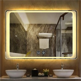 Resim Global Led Mirror 70 x 110 cm Dokunmatik Tuşlu Buğu Çözücü Ledli Banyo Aynası Dekoratif Ayna 
