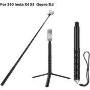 Resim 120Cm Alüminyum Alaşımlı Teleskopik Görünmez Selfie Çubuğu, 360Insta X4 X3 DJI Action5/4/3 Gopro 11/10 ile Uyumlu, Kol Askısı ve Gopro Montaj Adaptörü İçerir. 