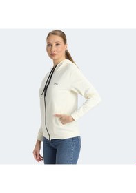 Resim Slazenger KINET Kadın Fermuarlı Kapüşonlu Cepli Ekru Sweatshirt 