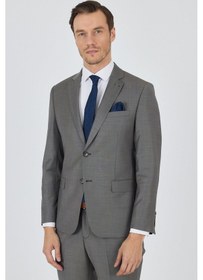 Resim İmza Lacivert Mono Yaka Düz 2 Düğme Classic Yünlü Slim Fit Takım Elbise 1001250175 Lacivert 