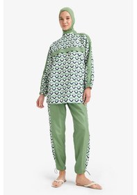 Resim DeFacto Regular Fit Su İtici 3'lü Desenli Burkini Tesettür Mayo Takım E7996AX25HSGN680 