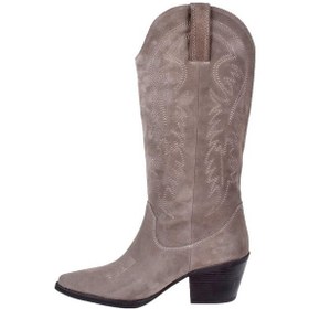 Resim Pullman Hakiki Deri İşlemeli Western Kadın Çizme Plm-011 Vizon Süet Vizon Süet 