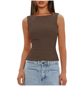 Resim Snapbuy Yazlık Kadın Tank Top - Rahat Ince Kolsuz Gömlek, Y2k Streetwear Spor Üstturuncu Turuncu 