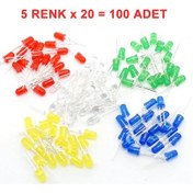Resim 5 MM Led Seti 5 Renk Elektronik Işık Kaynağı Lamba Gösterge Uyarı Sinyali 100 Adet 