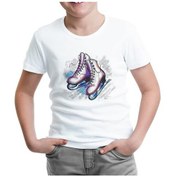 Resim Buz Pateni Beyaz Çocuk Tshirt 