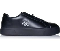 Resim Calvin Klein Basketbol Stili Düz Tabanlı Bağcıklı Deri Monogramlı Erkek Siyah Sneaker Ym0ym01460-0gj Siyah 