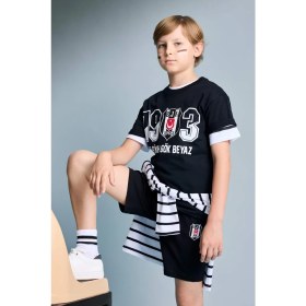 Resim DeFacto Beşiktaş Tişört Şort Pijama Takımı Erkek Çocuk H7342A826HS 