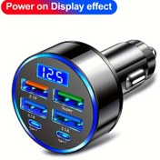 Resim 1 adet, Araba Şarj Cihazı USB+Type-c Destekli 12-24V Model Süper Hızlı Şarj Evrensel Hızlı Şarj 2 PD ile 4 USB Dijital Ekran 