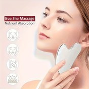 Resim 1 Adet Paslanmaz Çelik Gua Sha Masaj Aleti, Kalp Şeklinde Yüz Kazıma Terapisi Masaj Aleti, Kokusuz, Elektriksiz, Pilsiz, Yüz, Boyun ve Vücut Kas Gevşemesi İçin İdeal, Hediye Kutusu Dahil 
