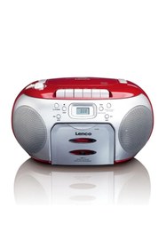 Resim Lenco Scd-420 Rd - Taşınabilir Müzik Seti Fm Radyo Cd Kaset Çalar Kırmızı Gümüş 