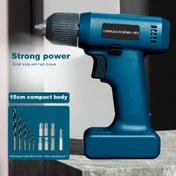 Resim 1 Takım Şarjsız Elektrikli Matkap, Şarj Edilebilir Güç Matkabı / Sürücü, Li-Ion Pil, LED Çalışma Işığı Fonksiyonu, Matkap Uçları Aksesuarları, Elektrikli Matkap Kiti, Güç Araçları 