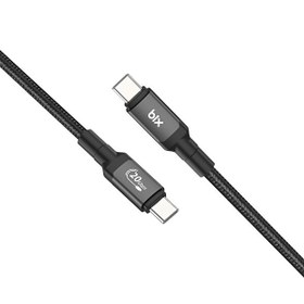 Resim Bix BX07CC 100 W Hi-Speed 20 Gbps 4K 60Hz Örgülü Metalik Başlıklı Type-C Şarj Data ve Görüntü Kablosu Koyu Gri 1 M 