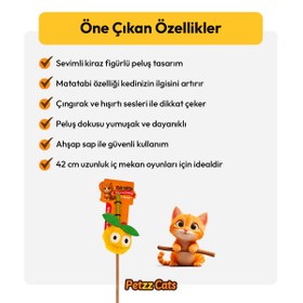Resim PetzzCats Cherry Matatabi ve Çıngırak Sesli Kedi Oltası Oyuncağı Sarı 42 Cm 