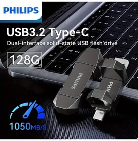Resim Dashanshop 128 Gb Phılıps 3.2u Çift Arayüzlü Katı Hal Usb Flash Bellek Yüksek Hız 1050mb S Type C Pc Telefon Tablet İçin 