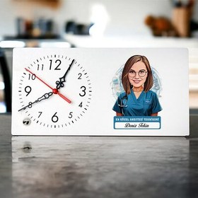 Resim Karikatürlü En İyi Kadın Anestezi Teknikeri Masa Saati 