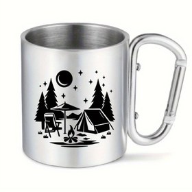 Resim 1 adet, 10oz Paslanmaz Çelik Kamp Kupa, Taşınabilir Outdoor Seyahat Kupası, Dayanıklı Çift Duvarlı Kahve Kupası, Orman Macerası Kamp Ateşi Temel, Doğa Severler için Mükemmel Kamp Seyahat Hediyesi, Arkadaşlar, Aile ve Outdoor Aktiviteler için Yaratıcı Hediye, Yürüyüş ve Macera Meraklıları için İdeal, 304 Paslanmaz Çelik, Şarj Edilemez 