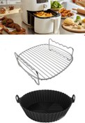 Resim VOİVA Airfryer Firitöz Mikrodalga Pişirme Seti 2 Parça Tüm Modellere Uyumlu Airfryer Aksesuar Seti 