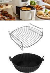 Resim VOİVA Airfryer Firitöz Mikrodalga Pişirme Seti 2 Parça Tüm Modellere Uyumlu Airfryer Aksesuar Seti 