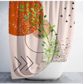 Resim Banyo Perdesi 1x180x200 Tek Kanat Duş Perdesi Halka Hediyeli Duşakabin Perdesi Bohemian Çok Renkli 