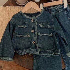 Resim Sonbahar ve Kış Kız Seti: Bebekler İçin Şık Kore Tarzı Retro Ceketli Püskül Etekli Geniş Paça Pantolonlu İki Parçalı Takım, Dış Mekan Kullanımı İçin Mükemmel 