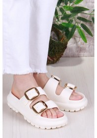 Resim Fort Smx Ez0173 Plaj Deniz Havuz Terliği Hafif Rahat Esnek Kadın Terlik Krem 