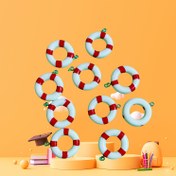 Resim 6 Adet Reçine Kırmızı Beyaz Çizgili Yüzme Halkası Charm - Kolye, Bileklik ve Anahtarlık Yapımı için DIY El İşi Malzemeleri - Plaj Temalı Aksesuarlar, Yaratıcı Hediye Fikirleri, Eğlenceli Tasarım, Kaliteli İşçilik 