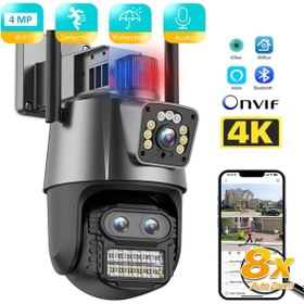 Resim WIFICAM PLUS 3 Kameralı Zoomlu Icsee Xmeye Yazılımlı Polis Çakar Işıklı 4mp Uhd Ptz Kamera 