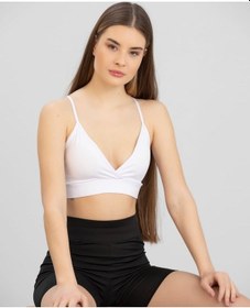 Resim Aurafit Kaplı Arkası Çapraz Derin Dekolte İp Askılı Spor Sütyeni/ Beyaz 