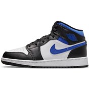 Resim Nike Air Jordan 1 Mid White Black Racer Blue Kadın Spor Ayakkabı 