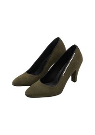 Resim Costo Shoes 40-41-42-43-44 Numara Ays7986 Haki Süet Deri Topuklu Özel Seri Kadın Stiletto Haki 