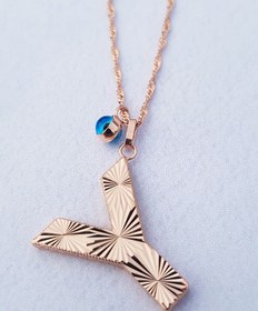 Resim MorMajor Silver Nazar Boncuklu Altın Işçilik Harf Gümüş Kolye 