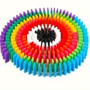Resim 100 adet Ahşap Domino Seti, Renkli Eğitici Yapı Blokları, Yaratıcı Yığın ve Yığın Bulmaca Oyuncak, Aksesuar Yok, Mükemmel Halloween ve Noel Aktiviteleri için 