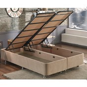 Resim Nironyatak Niron Ela Baza -150X200 Cm Çift Kişilik Sandıklı Sütlü Kahve Kuma 