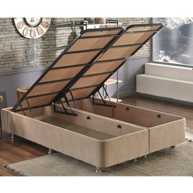 Resim Nironyatak Niron Ela Baza -150X200 Cm Çift Kişilik Sandıklı Sütlü Kahve Kuma 