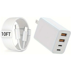 Resim Hızlı Şarj İçin, 40w 4 Bağlantı Noktalı Çift Usb-c Ve Usb-a Şarj Cihazı, İphone Uyumlu 1set Amerika Birleşik Devletleri ' Beyaz 